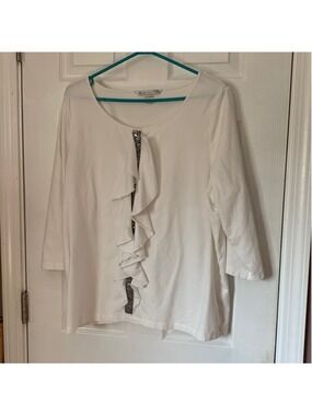 Peter nygard Blouse white sequinned t-shirt 2X